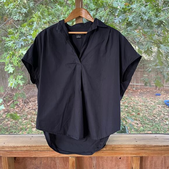 French Connection Women's Black Rhodes Poplin Pullover Top Size S - Picture 4 of 9